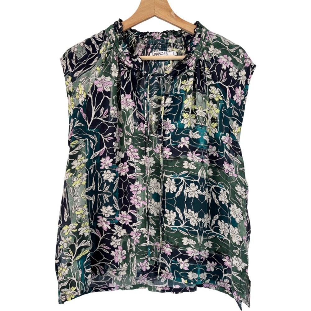 MARIA CHER Kapala Keyla Top in Floral Green Size S - Picture 3 of 7